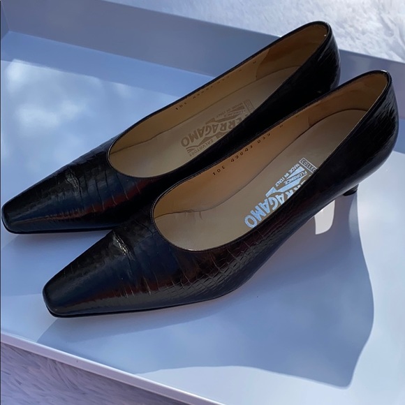 Salvatore Ferragamo Shoes - Salvatore Ferragamo Alligator Print Leather Heels